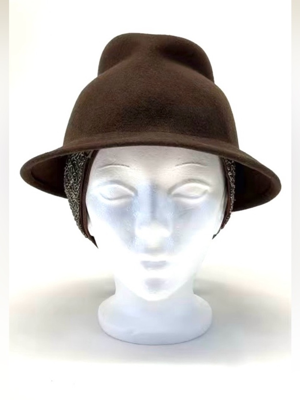 HEASLIP HAMILTON Brown 100% Wool Felt Creased Funnel Crown Hat